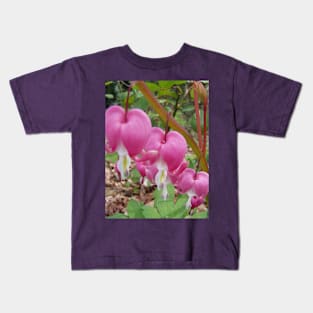 three red bleeding hearts macro Kids T-Shirt